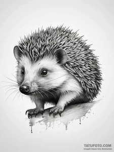 Hedgehog, concept art for tattoo, minimalist... - эскиз тату (№1753763763_0, 29.07.2025 04:36) — Tatufoto.com