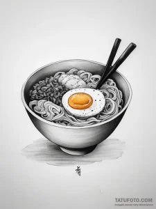 A steaming bowl of authentic japanese ramen,... - эскиз тату (№1753764344_0, 29.07.2025 04:45) — Tatufoto.com