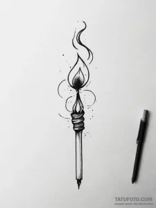 A single burning match - эскиз тату (№1753764541_0, 29.07.2025 04:49) — Tatufoto.com