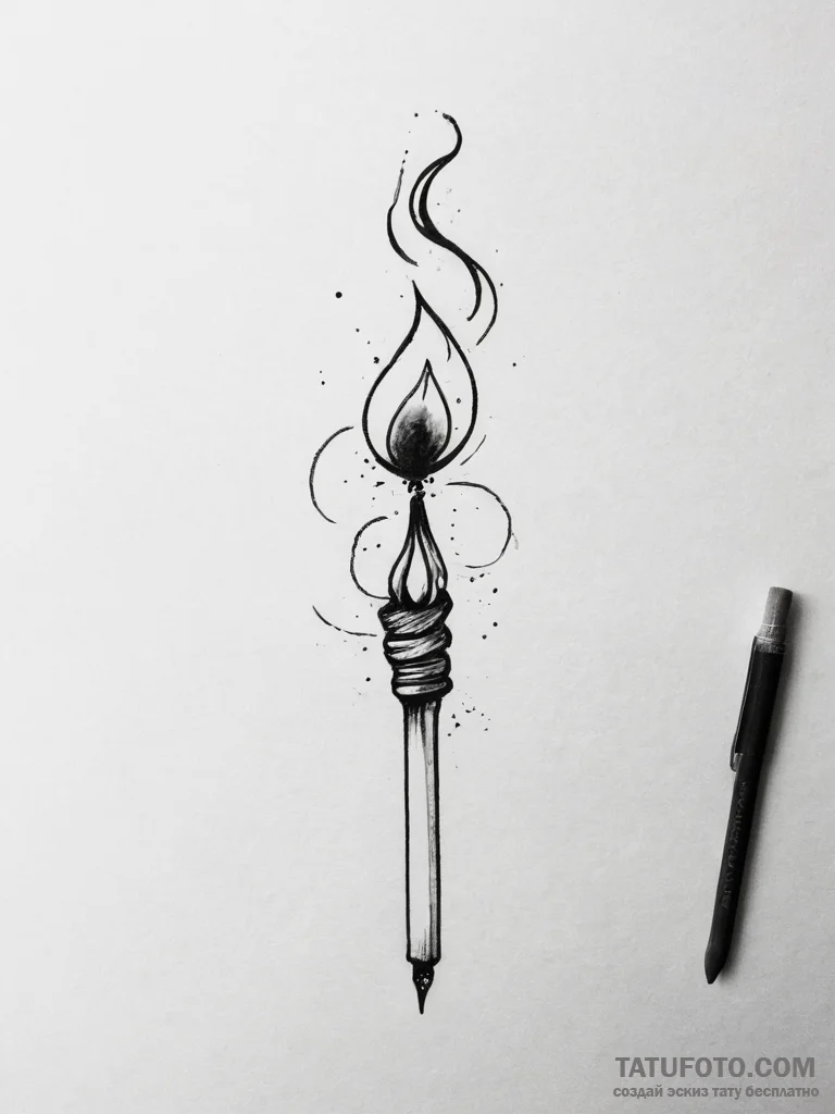 A single burning match - эскиз тату (№1753764541_0, 29.07.2025 04:49) — Tatufoto.com