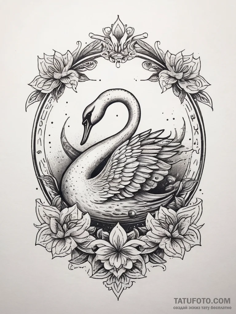 Tattoo sketch a graceful swan, symbolizing pu... - эскиз тату (№1753764927_0, 29.07.2025 04:55) — Tatufoto.com