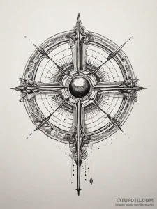 Tattoo design a circle enclosing a celestial... - эскиз тату (№1753765324_0, 29.07.2025 05:02) — Tatufoto.com