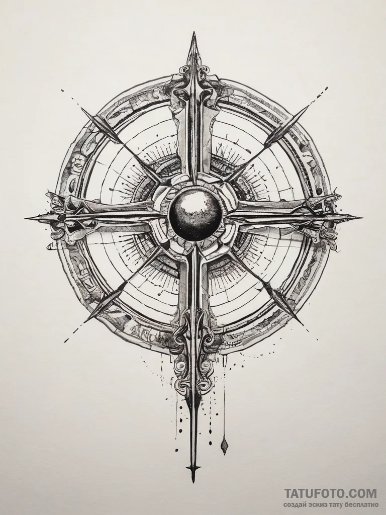 Tattoo design a circle enclosing a celestial... - эскиз тату (№1753765324_0, 29.07.2025 05:02) — Tatufoto.com