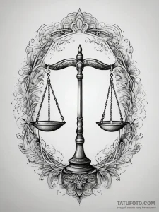 Tattoo sketch libra's scales, balanced by two... - эскиз тату (№1753766490_0, 29.07.2025 05:21) — Tatufoto.com