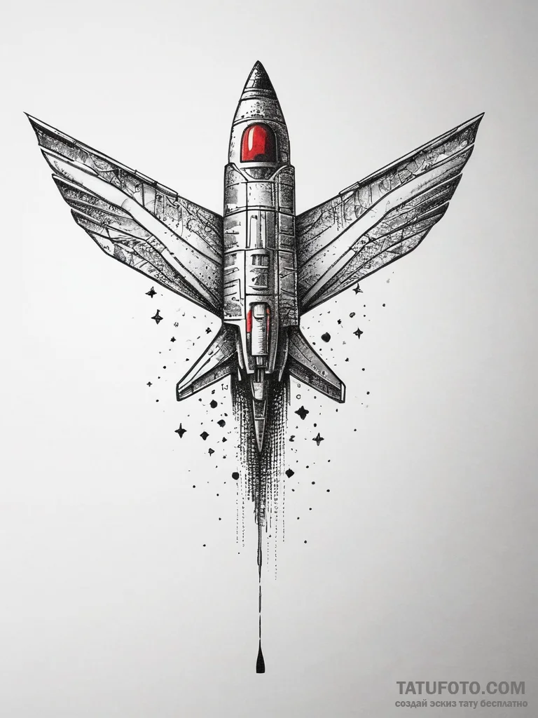 Tattoo design a retro pixelated spaceship fly... - эскиз тату (№1753767657_0, 29.07.2025 05:40) — Tatufoto.com