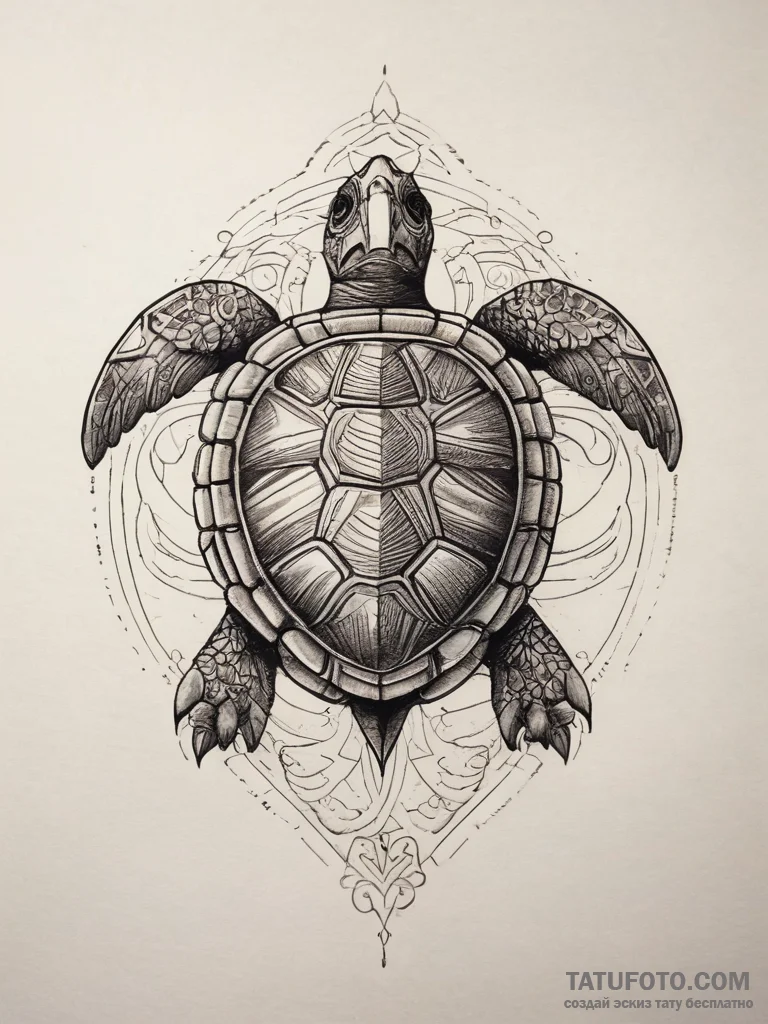 Turtle, tattoo drawing outline, neo tradition... - эскиз тату (№1753769807_0, 29.07.2025 06:16) — Tatufoto.com