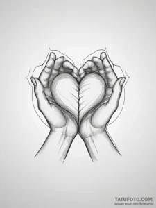 Tattoo design a heart made of two hands holdi... - эскиз тату (№1753770978_0, 29.07.2025 06:36) — Tatufoto.com