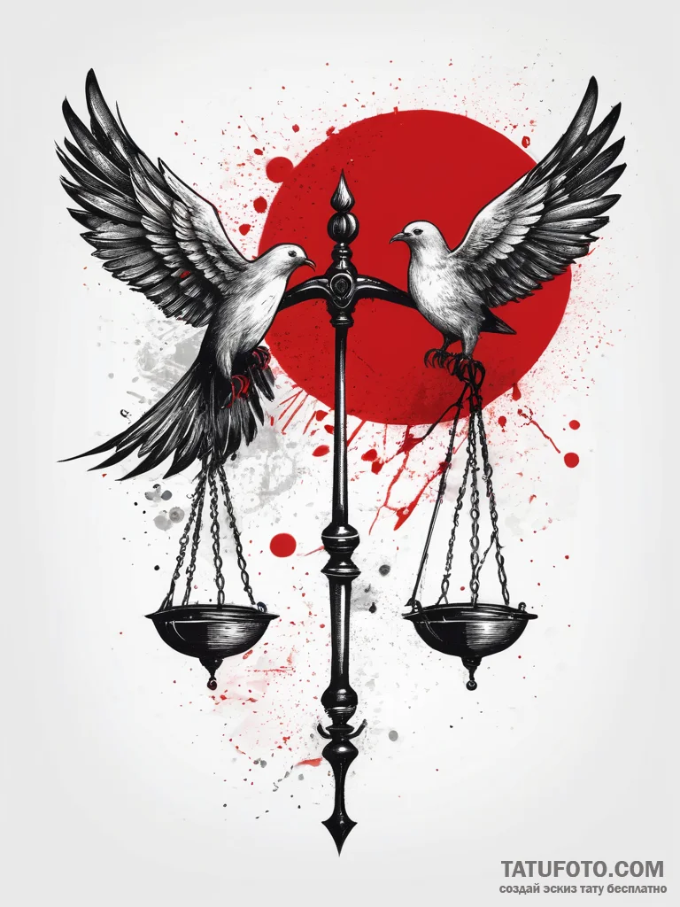 Tattoo sketch libra's scales, perfectly balan... - эскиз тату (№1753771366_0, 29.07.2025 06:42) — Tatufoto.com