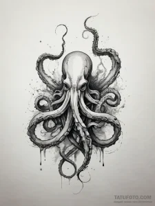 Tattoo sketch a strong, mythical sea creature... - эскиз тату (№1753771952_0, 29.07.2025 06:52) — Tatufoto.com