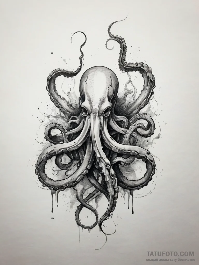 Tattoo sketch a strong, mythical sea creature... - эскиз тату (№1753771952_0, 29.07.2025 06:52) — Tatufoto.com