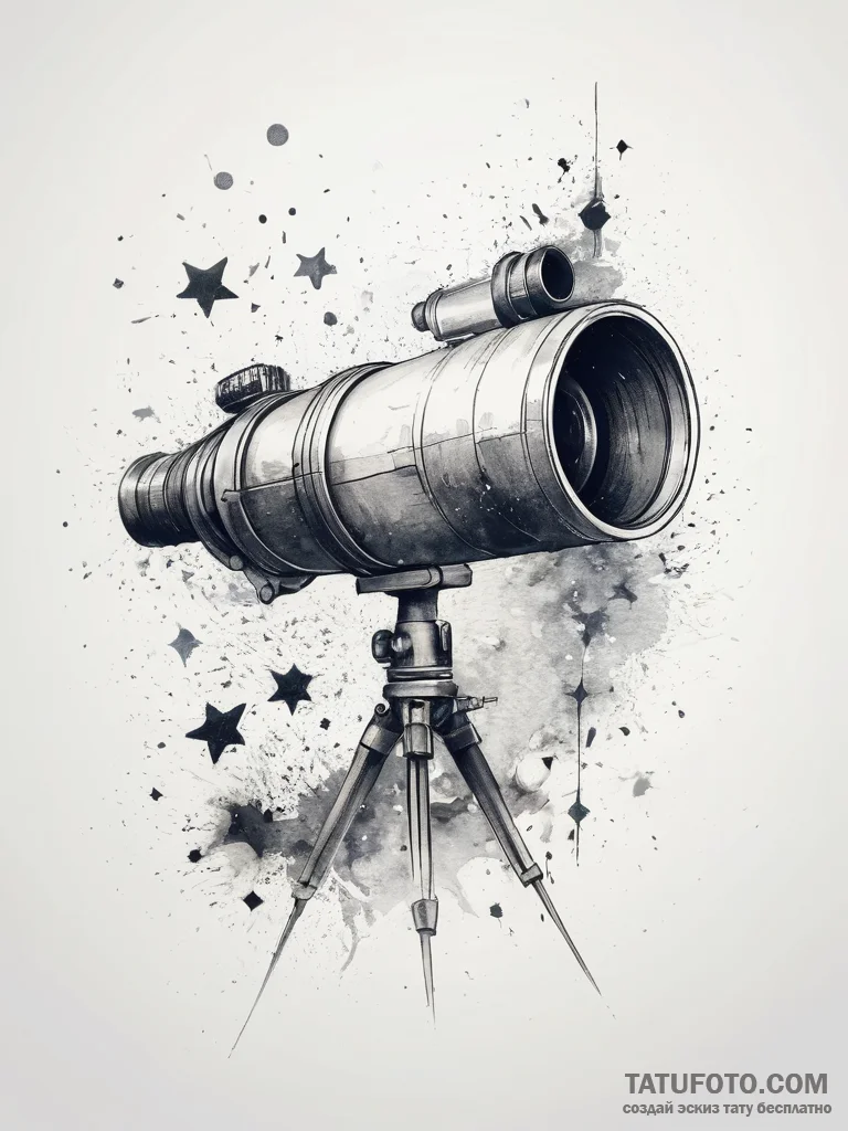 Tattoo design two halves of a telescope, look... - эскиз тату (№1753772531_0, 29.07.2025 07:02) — Tatufoto.com