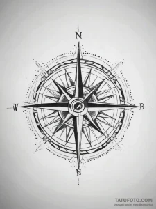 Tattoo design a simple 'compass' pointing to... - эскиз тату (№1753773693_0, 29.07.2025 07:21) — Tatufoto.com