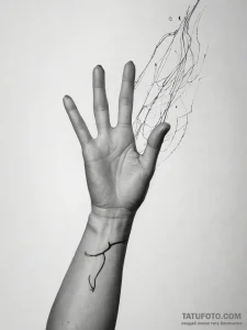 Tattoo sketch a hand reaching out to touch a... - эскиз тату (№1753774653_0, 29.07.2025 07:37) — Tatufoto.com