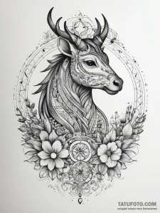 Tattoo sketch a zodiac animal made entirely o... - эскиз тату (№1753774845_0, 29.07.2025 07:40) — Tatufoto.com