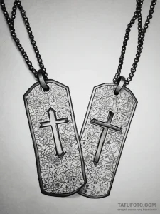 Tattoo sketch a pair of dog tags with a signi... - эскиз тату (№1753775432_0, 29.07.2025 07:50) — Tatufoto.com