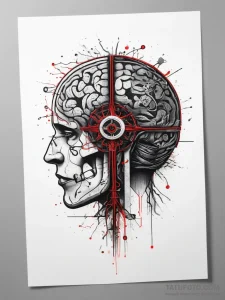 Tattoo design a brain connected to a game con... - эскиз тату (№1753776412_0, 29.07.2025 08:06) — Tatufoto.com