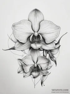 Orchid, tattoo flash sheet design, fine lines... - эскиз тату (№1753776994_0, 29.07.2025 08:16) — Tatufoto.com