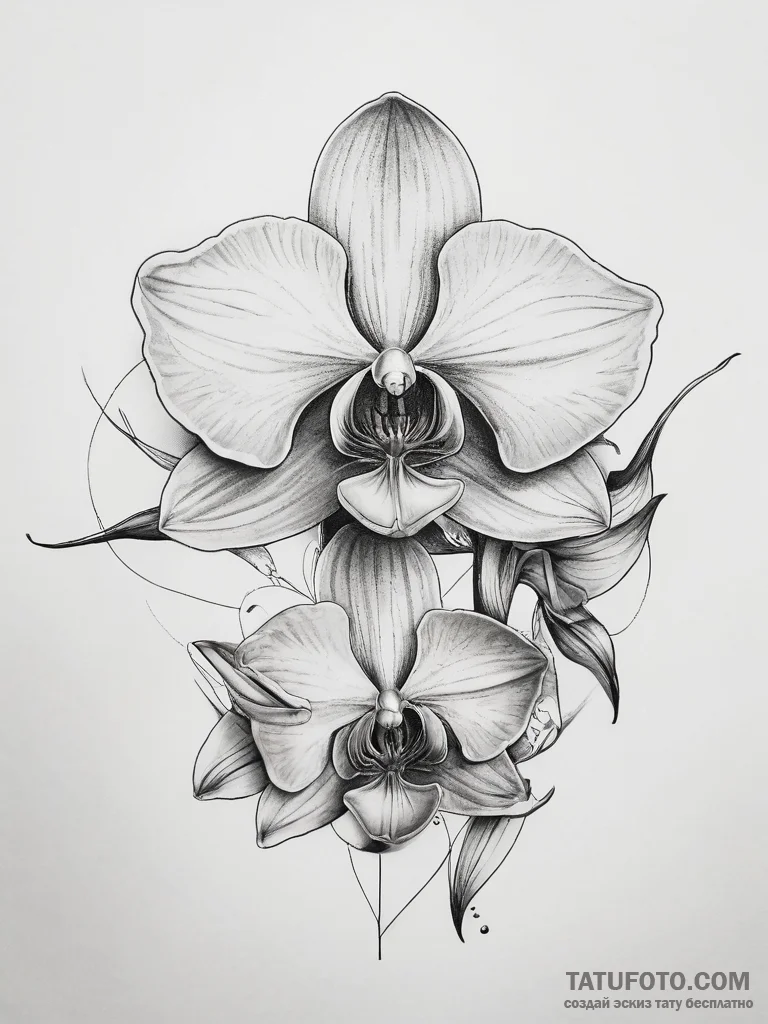 Orchid, tattoo flash sheet design, fine lines... - эскиз тату (№1753776994_0, 29.07.2025 08:16) — Tatufoto.com