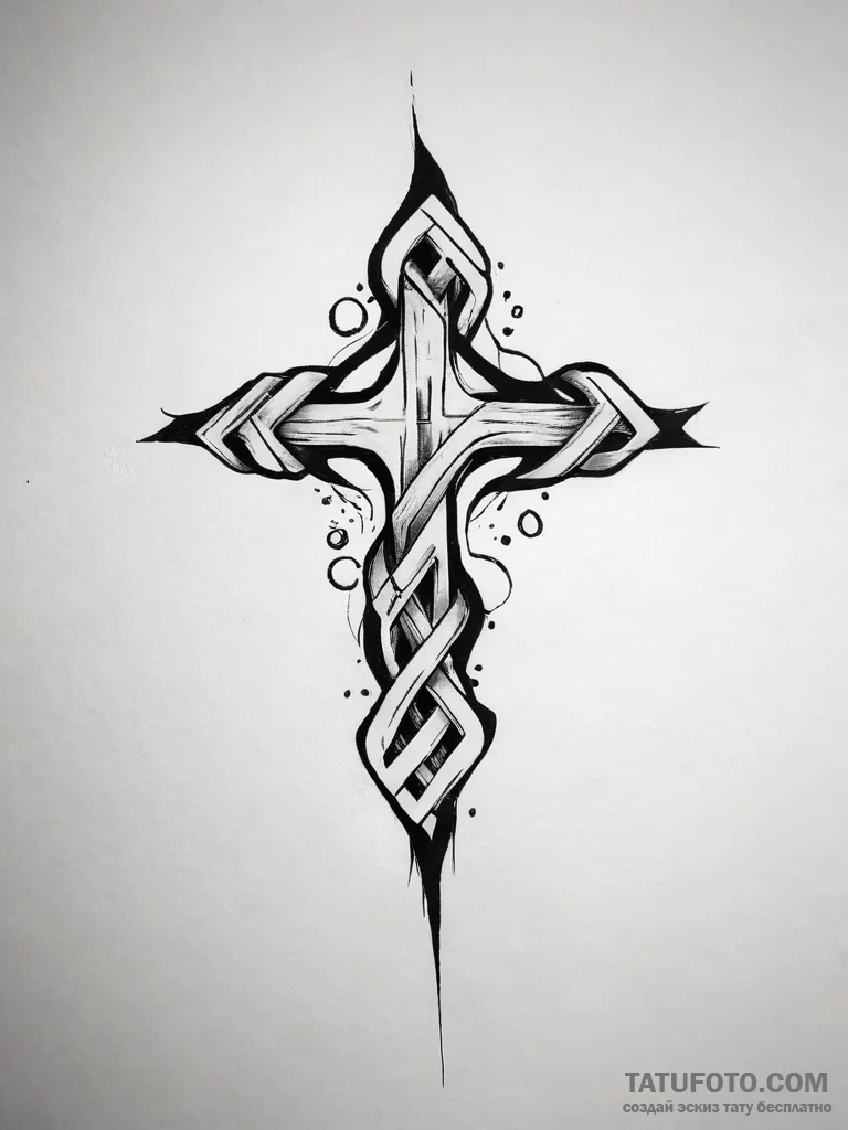 87. tattoo design: a "treba" rune with a subt... - эскиз тату (№1753781078_0, 29.07.2025 09:24) — Tatufoto.com