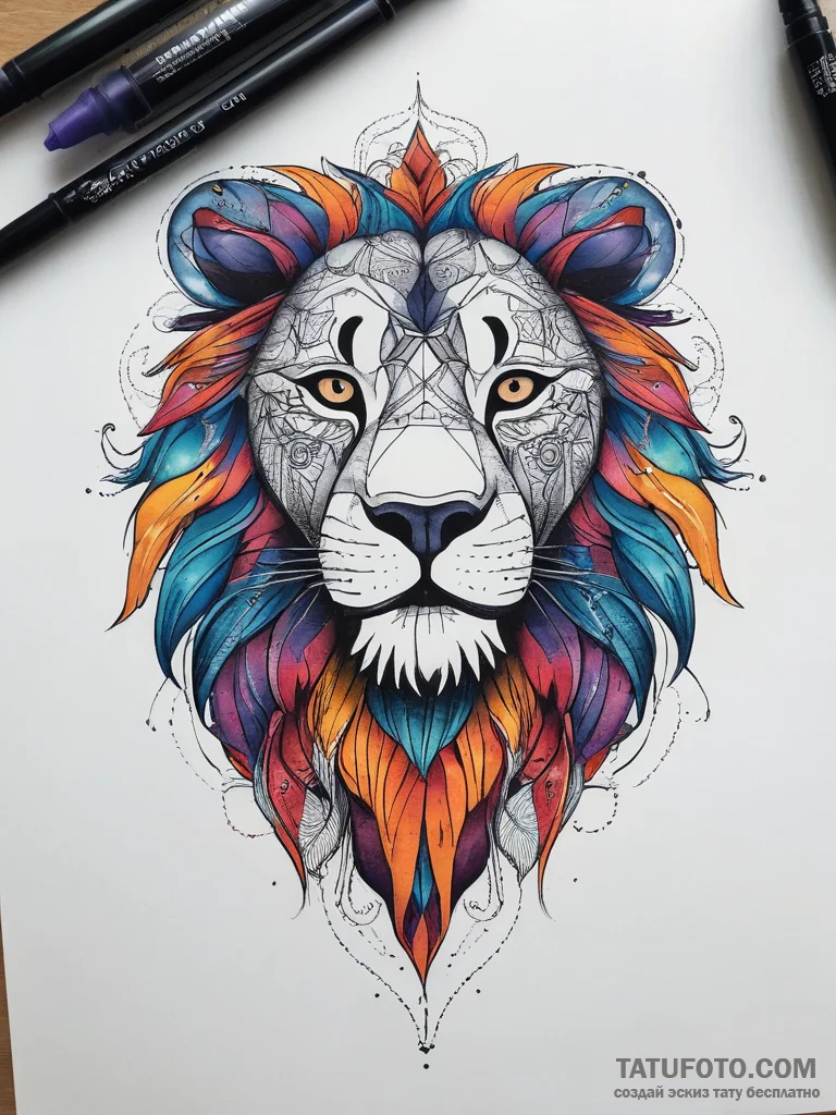 Tattoo sketch a zodiac animal (e.g., lion) wh... - эскиз тату (№1753781271_0, 29.07.2025 09:27) — Tatufoto.com