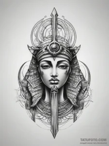 Isis, concept art for tattoo, on a clean whit... - эскиз тату (№1753801038_0, 29.07.2025 14:57) — Tatufoto.com