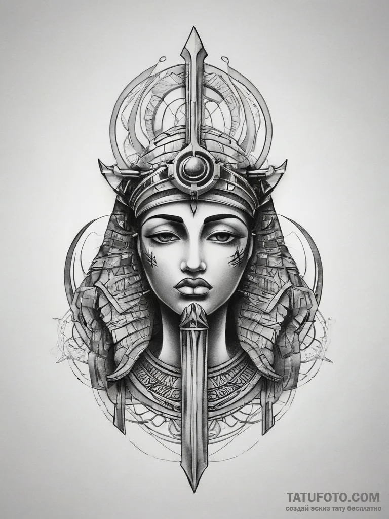Isis, concept art for tattoo, on a clean whit... - эскиз тату (№1753801038_0, 29.07.2025 14:57) — Tatufoto.com