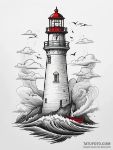 Tattoo sketch a lighthouse beam cutting throu... - эскиз тату (№1753802814_0, 29.07.2025 15:26) — Tatufoto.com