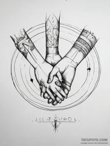Tattoo sketch a family of abstract figures ho... - эскиз тату (№1753803407_0, 29.07.2025 15:36) — Tatufoto.com