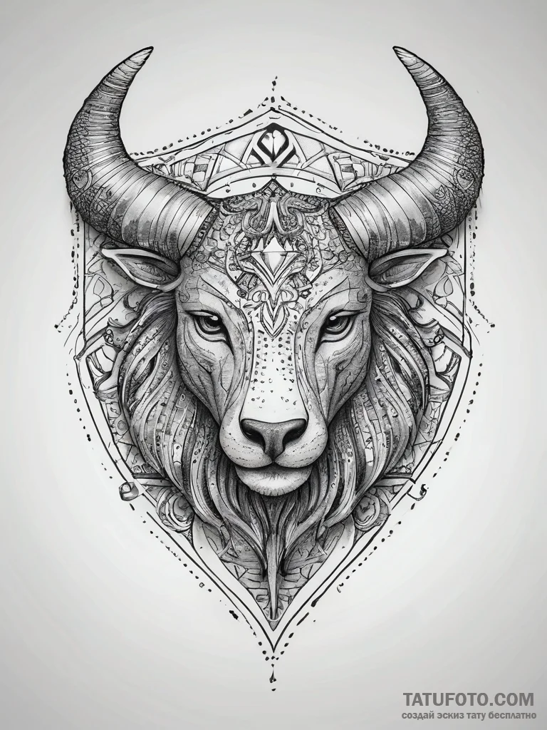 Tattoo sketch a zodiac symbol integrated into... - эскиз тату (№1753804207_0, 29.07.2025 15:50) — Tatufoto.com