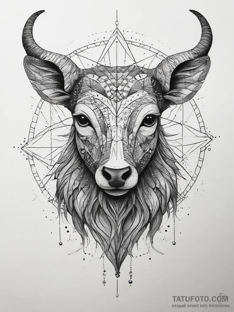 Tattoo sketch a zodiac symbol where the anima... - эскиз тату (№1753804821_0, 29.07.2025 16:00) — Tatufoto.com