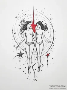 Tattoo design a dreamlike scene of two figure... - эскиз тату (№1753805018_0, 29.07.2025 16:03) — Tatufoto.com