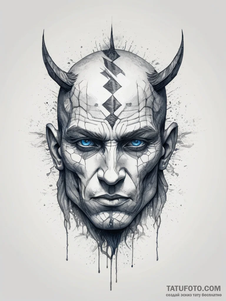 Tattoo design: perun's face, half-shadowed, h... - эскиз тату (№1753805218_0, 29.07.2025 16:06) — Tatufoto.com