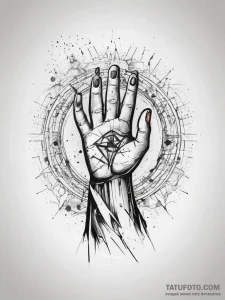 Tattoo sketch a hand holding a glowing "save... - эскиз тату (№1753807185_0, 29.07.2025 16:39) — Tatufoto.com
