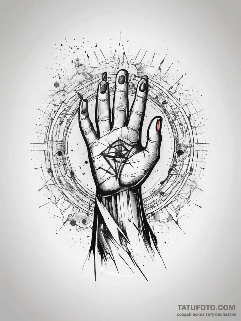 Tattoo sketch a hand holding a glowing "save... - эскиз тату (№1753807185_0, 29.07.2025 16:39) — Tatufoto.com