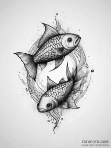 Tattoo design pisces fish, one in dotwork, th... - эскиз тату (№1753807578_0, 29.07.2025 16:46) — Tatufoto.com