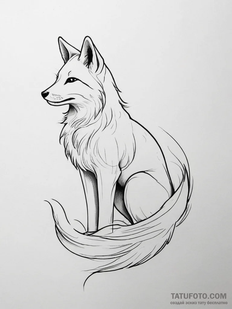 Tattoo sketch a flowing fox silhouette, grace... - эскиз тату (№1753807774_0, 29.07.2025 16:49) — Tatufoto.com