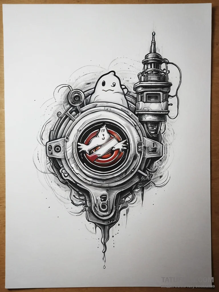 A ghostbusters ghost trap, tattoo sketch desi... - эскиз тату (№1753808169_0, 29.07.2025 16:56) — Tatufoto.com