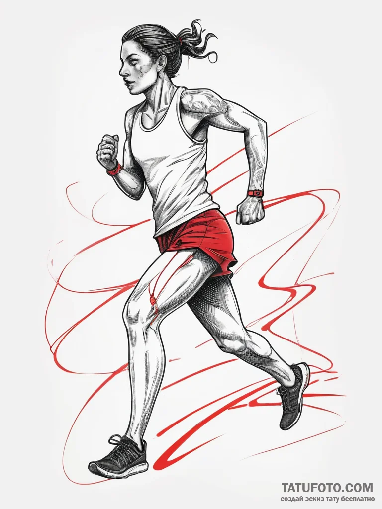 Tattoo design a marathon runner crossing the... - эскиз тату (№1753808366_0, 29.07.2025 16:59) — Tatufoto.com