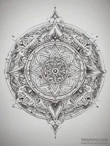 Tattoo sketch a glowing arcane circle with co... - эскиз тату (№1753808564_0, 29.07.2025 17:02) — Tatufoto.com