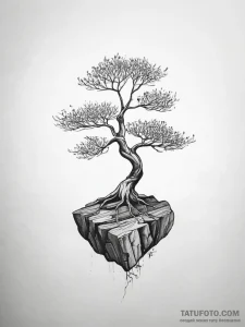 Tattoo sketch a tree growing out of rock, sym... - эскиз тату (№1753808962_0, 29.07.2025 17:09) — Tatufoto.com