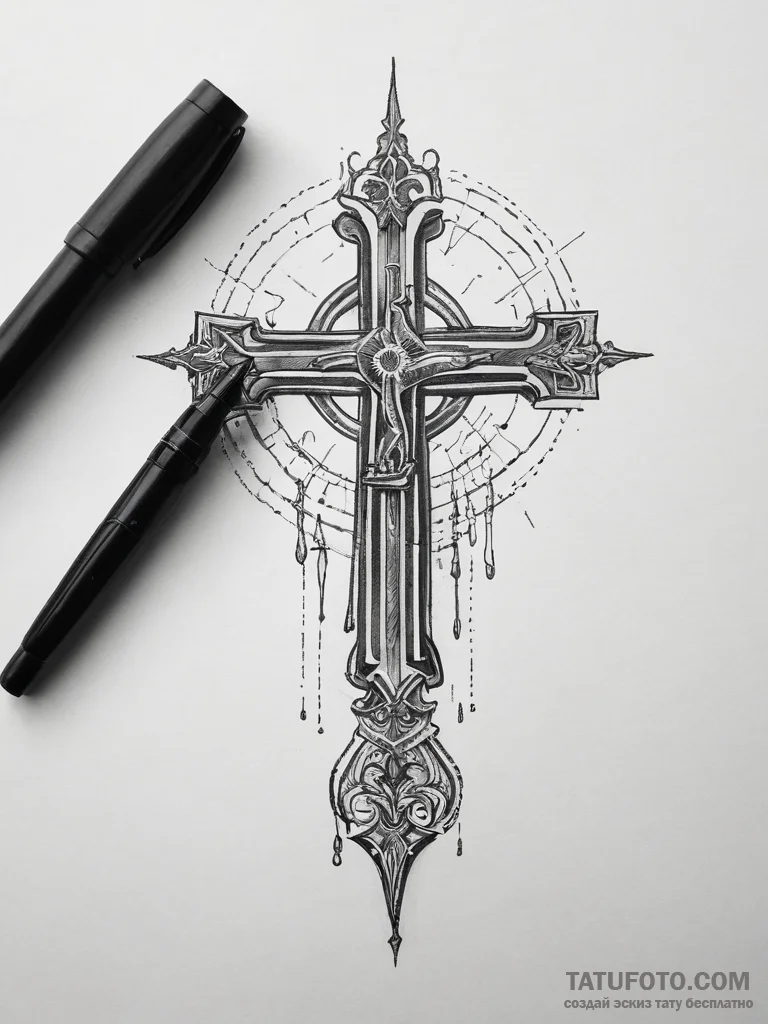 A detailed shot of a leather-bound journal an... - эскиз тату (№1753809355_0, 29.07.2025 17:15) — Tatufoto.com