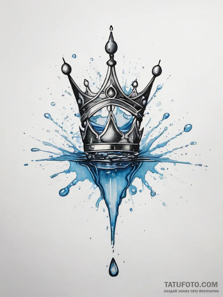A close-up of a water droplet hitting a surfa... - эскиз тату (№1753810144_0, 29.07.2025 17:29) — Tatufoto.com