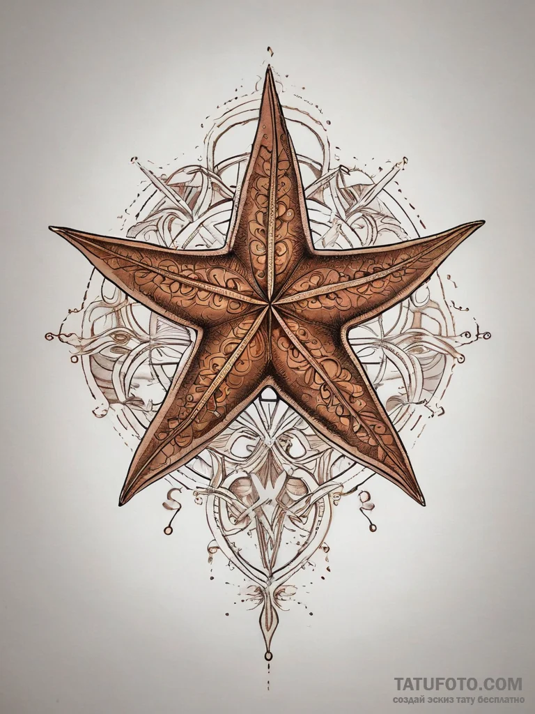 Starfish, tattoo drawing outline, neo traditi... - эскиз тату (№1753811309_0, 29.07.2025 17:48) — Tatufoto.com