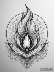 Tattoo sketch: a stylized depiction of a flam... - эскиз тату (№1753811500_0, 29.07.2025 17:51) — Tatufoto.com