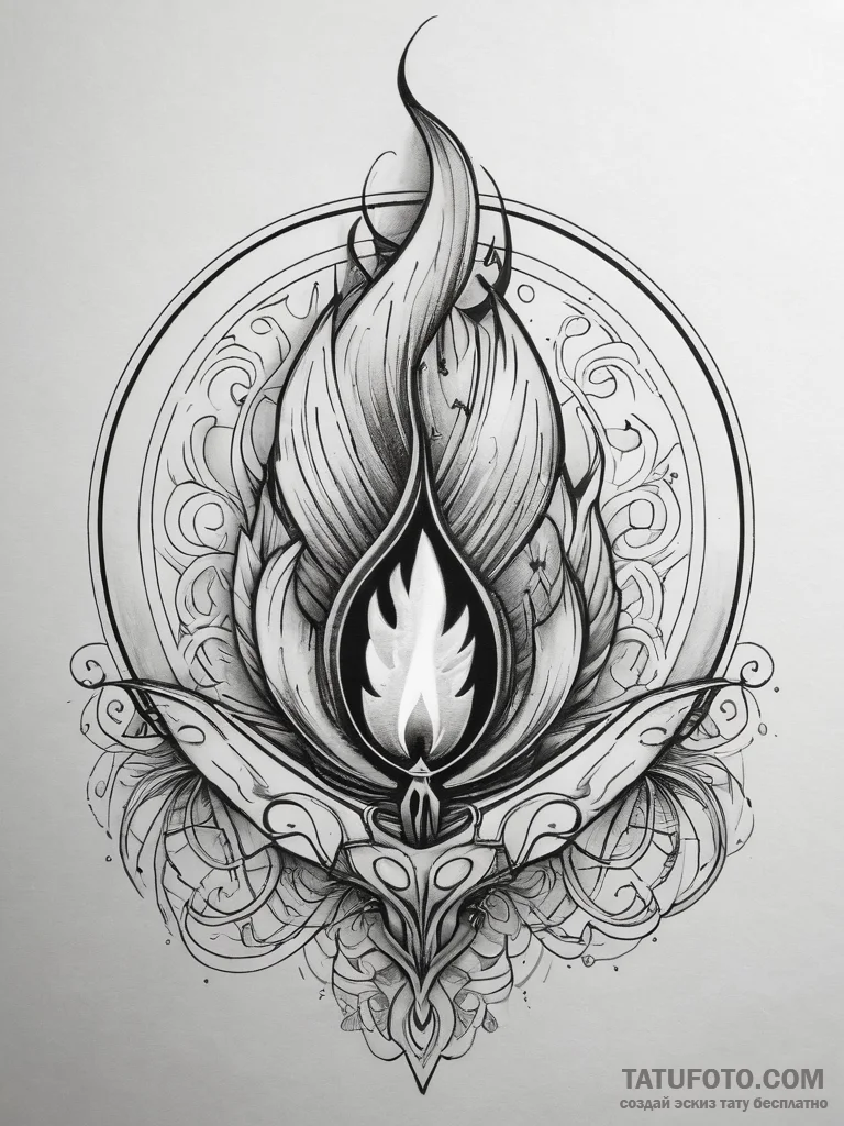 Tattoo sketch: a stylized depiction of a flam... - эскиз тату (№1753811500_0, 29.07.2025 17:51) — Tatufoto.com