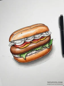 Tattoo design a 'hot dog' on one, 'bun' on th... - эскиз тату (№1753812482_0, 29.07.2025 18:08) — Tatufoto.com