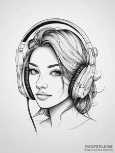 Tattoo sketch a single gaming headset outline... - эскиз тату (№1753812675_0, 29.07.2025 18:11) — Tatufoto.com