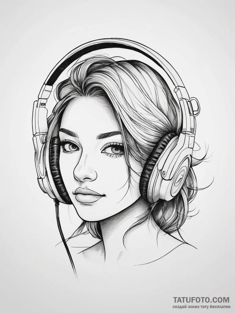 Tattoo sketch a single gaming headset outline... - эскиз тату (№1753812675_0, 29.07.2025 18:11) — Tatufoto.com