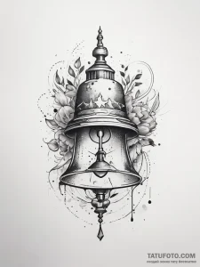 Bell, tattoo drawing outline, on a clean whit... - эскиз тату (№1753812867_0, 29.07.2025 18:14) — Tatufoto.com