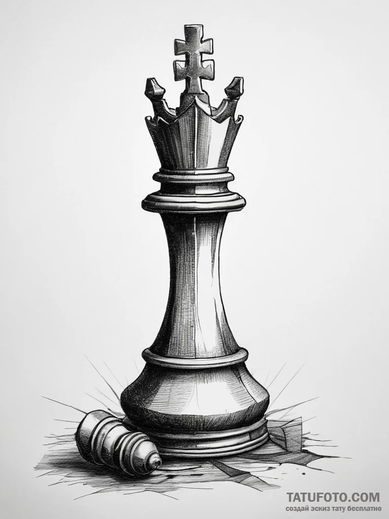 Tattoo sketch a victorious chess piece standi... - эскиз тату (№1753813059_0, 29.07.2025 18:17) — Tatufoto.com